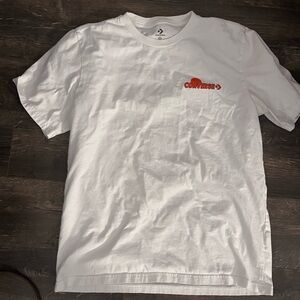 Converse White Short Sleeve Tee with Red Logo